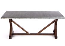 Zinc Table Zinc Dining Table -  The French Trestle Black Walnut Base 1 small