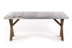 Zinc Table  Zinc Dining Table - The Reclaimed X Base Trestle Zinc Top Dining Table 2 small