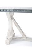 Zinc Table  Zinc Dining Table - French Trestle Zinc Top Table - White Washed 4 small