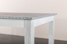 Zinc Table  Zinc Dining Table - Jamestown Zinc Top Dining Table White Wash Finish 3 small