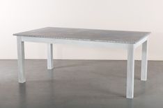 Zinc Table  Zinc Dining Table - Jamestown Zinc Top Dining Table White Wash Finish 1 small