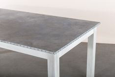 Zinc Table  Zinc Dining Table - Jamestown Zinc Top Dining Table White Wash Finish 2 small