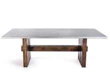 Zinc Table Zinc Dining Table -  The Redford Rustic Trestle Zinc Top Dining Table 2 small