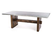 Zinc Table Zinc Dining Table -  The Redford Rustic Trestle Zinc Top Dining Table 1 small