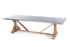 Zinc Table Zinc Dining Table -  French Trestle Zinc Top Table 2 small