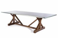 Zinc Table Zinc Dining Table -  French Trestle Zinc Top Table 3 small