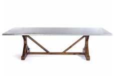 Zinc Table Zinc Dining Table -  French Trestle Zinc Top Table 4 small