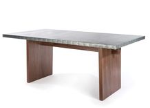 Zinc Table  Zinc Dining Table - The Sonoma Zinc Top Dining Table - Solid Walnut Base 1 small