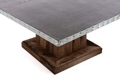 Zinc Table  Zinc Dining Table - Santa Fe Square Zinc Table- Nutmeg Finish 2 small