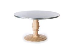 Zinc Table  Zinc Dining Table - Providence Round Zinc Top Dining Table Natural Ash 1 small