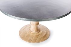 Zinc Table  Zinc Dining Table - Providence Round Zinc Top Dining Table Natural Ash 2 small