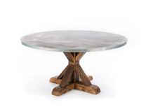 Zinc Table Zinc Dining Table -  Round French Trestle Zinc Dining Table 1 small