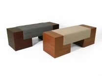Natural Walnut With Bun Tufted Upholstered Link Settee Seat 4 small