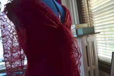 Red Satin And Lace Dress 3 small
