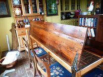 Reclaimed Antique Barnwood Door Breakfast Table Desk 5 small