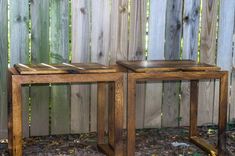 Reclaimed White Oak Mid-Century Modern Matching End Tables 1 small