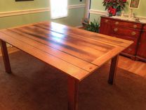 Dining Table Reclaimed Barnwood  Oak And Cherry With Ebony Inlay 6 small