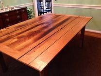Dining Table Reclaimed Barnwood  Oak And Cherry With Ebony Inlay 2 small