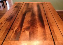 Dining Table Reclaimed Barnwood  Oak And Cherry With Ebony Inlay 5 small