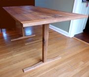 Midcentury Trestle Table Reclaimed Wood 4 small