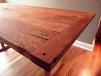 Midcentury Trestle Table Reclaimed Wood 6 small