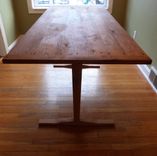 Midcentury Trestle Table Reclaimed Wood 3 small