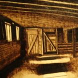 Pyrography Art Old Barn Interior 2 small