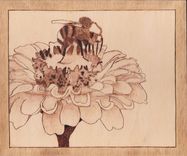 Flower With Bee Pyrography 1 small