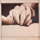 Woodburn Pyrography Of Two Clasped Hands 1 small