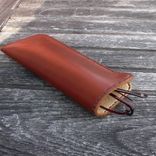 Garny No.23 - Leather Eye Wear Case - Deerskin Lined - Chestnut Brown 1 small