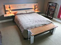 Spalted Maple And Steel Head Board With Handmade Lights 1 small