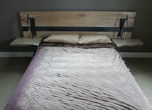 Spalted Maple And Steel Head Board With Handmade Lights 3 small