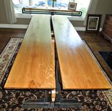 Reclaimed Oak And Steel Dining Table. 3 small