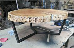 Round Maple And Steel Coffee Table 5 small