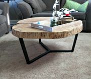Round Maple And Steel Coffee Table 1 small