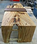 Elm And Steel Coffee Table With Removable Walnut Serving Tray. 1 small