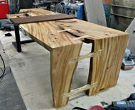 Elm And Steel Coffee Table With Removable Walnut Serving Tray. 5 small