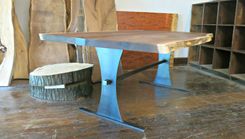 Book Matched Walnut And Steel Dining Table 4 small