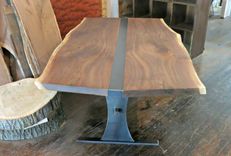 Book Matched Walnut And Steel Dining Table 1 small