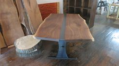 Book Matched Walnut And Steel Dining Table 3 small