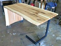 Book Matched Hickory And Steel Desk 4 small