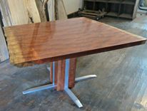 Waterfall Bubinga And Aluminum Pedestal Table 7 small
