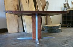 Waterfall Bubinga And Aluminum Pedestal Table 6 small