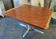 Waterfall Bubinga And Aluminum Pedestal Table 5 small