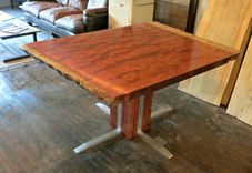 Waterfall Bubinga And Aluminum Pedestal Table 4 small