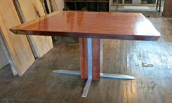 Waterfall Bubinga And Aluminum Pedestal Table 3 small