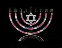Crystallized Menorah Hanukkah Jewish Bling Holiday Decor Genuine European Crystals Bedazzled 5 small