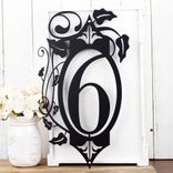 Vertical Metal House Numbers Plaque with Vines and Fleur De Lis 1 small