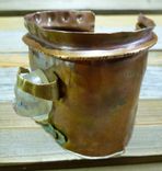 Resin Face Fold Formed Cuff Bracelet With Green Patina 5 small