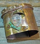 Resin Face Fold Formed Cuff Bracelet With Green Patina 2 small
